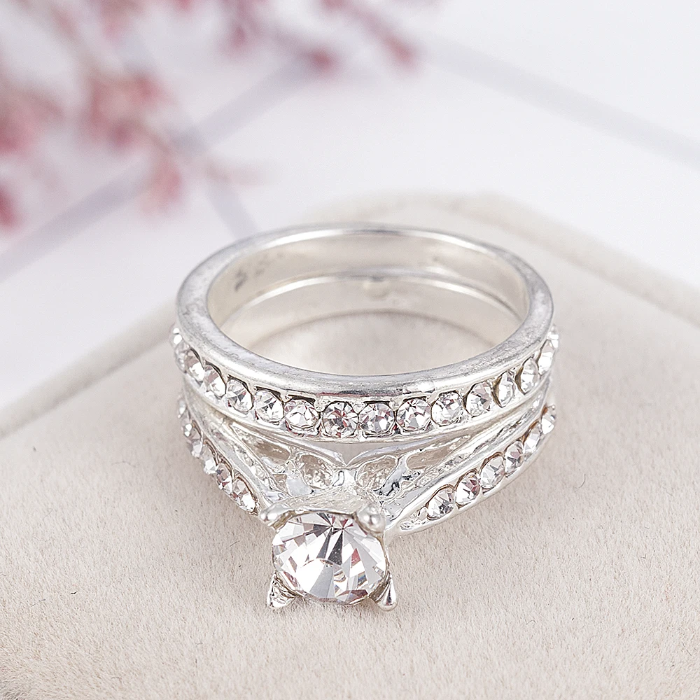 2 шт./компл. шар кольцо Bijoux Femme(украшения своими руками) Модные украшения Bijoux(украшения своими руками) с украшениями в виде серебристых кристаллов Обручение свадебные кольца для мужчин и женщин Anel