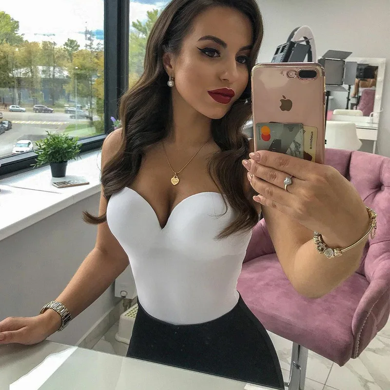 

Sexy Bodycon Bodysuit Spaghetti Strap Women Tops Backless Off Shoulder Y2k Clothing Streetwear One Piece Club Outfits