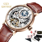 Часы-скелетоны KINYUED Мужские механические, автоматические наручные часы с турбийоном, деловые, с Луной, 2021