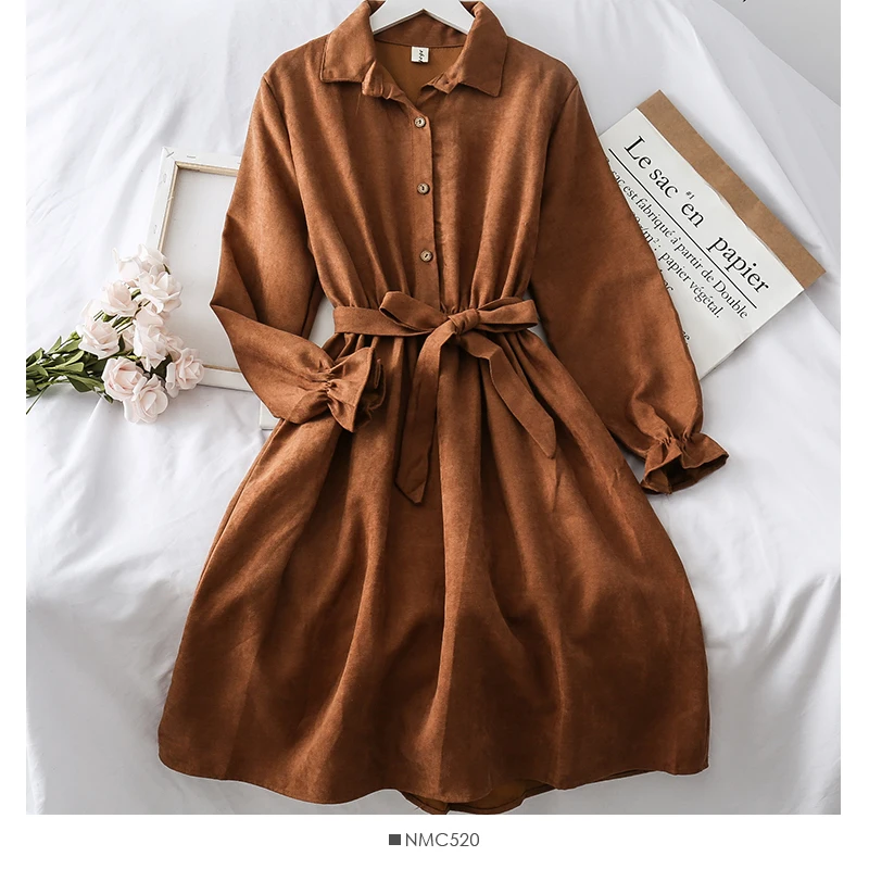 Зимнее шикарное платье трапециевидной формы свободное винтажное платье-рубашка