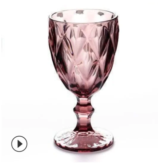 300 мл цветной бокал винный для воды прессованный прозрачный синий розовый серый