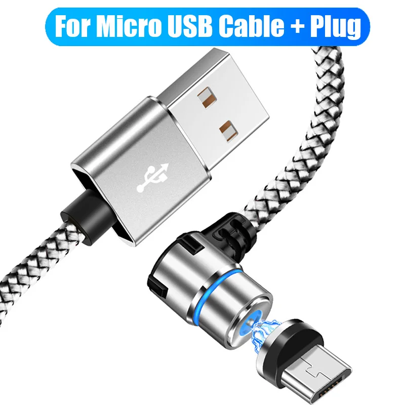 Robotsky Micro usb type C кабель 90 градусов быстрая зарядка магнит зарядное устройство кабели для Samsung huawei для мобильного телефона Магнитный зарядка - Цвет: silver for micro
