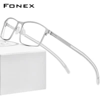 fonex alloy optical glasses frame men square myopia prescription eyeglasses 2020 new male metal full screwless eyewear 995