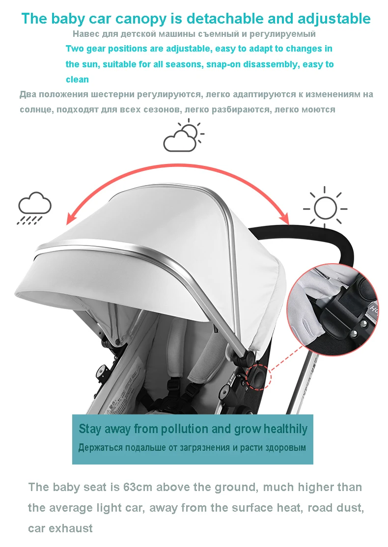 Детская коляска с высоким пейзажем откидывающейся спинкой светильник для