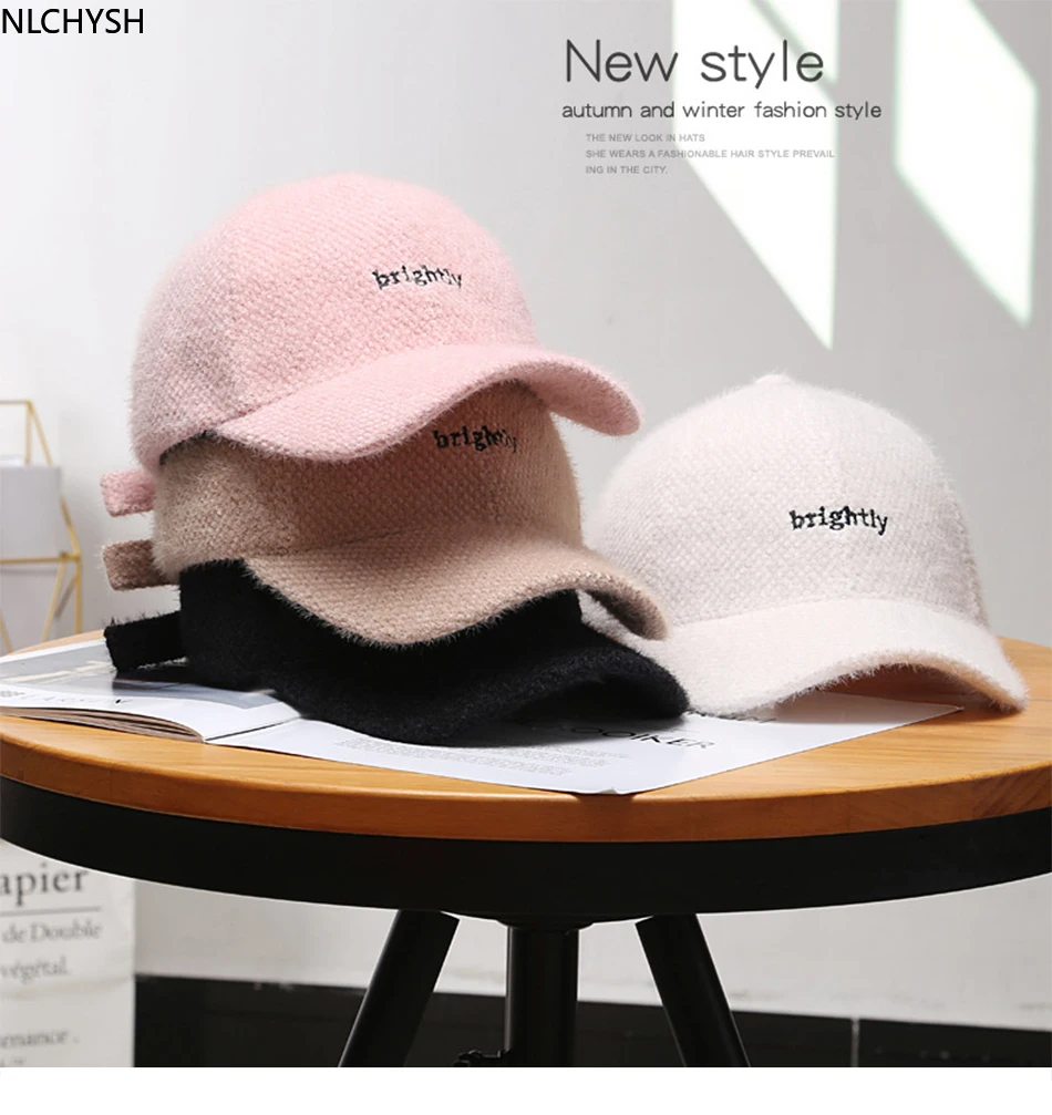 

2021 windproof cashmere baseball cap fashion khaki powder fleece warm winter hat women men's solid color wild hat trend