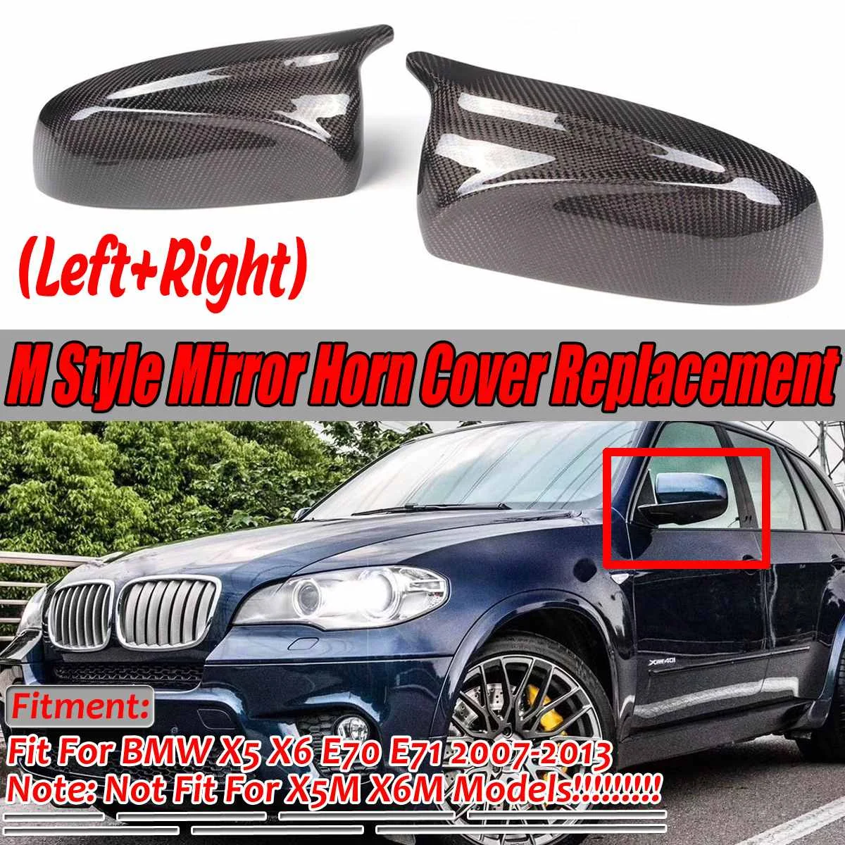 Пара зеркал из настоящего углеволокна/АБС чехол для зеркала заднего вида X5 X6