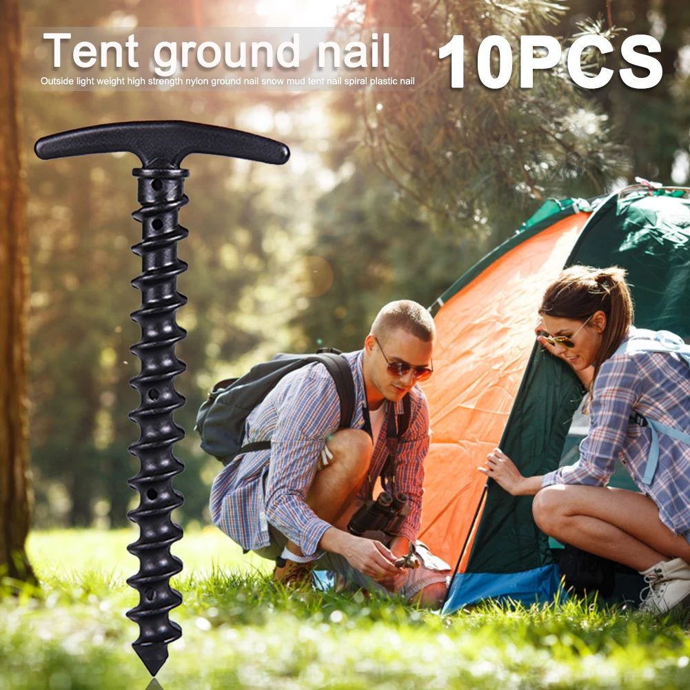 

10pc Tent Nails Outdoor Camping Trip Tent Peg Ground Anchor Screw Nail Stakes Pegs ABS Sand Pegs Trip Beach Tent Stakes Pegs