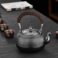 silver kettle handmade s999 sterling silver household kung fu tea set distressed pinstriped silver pot about 752g 1400ml