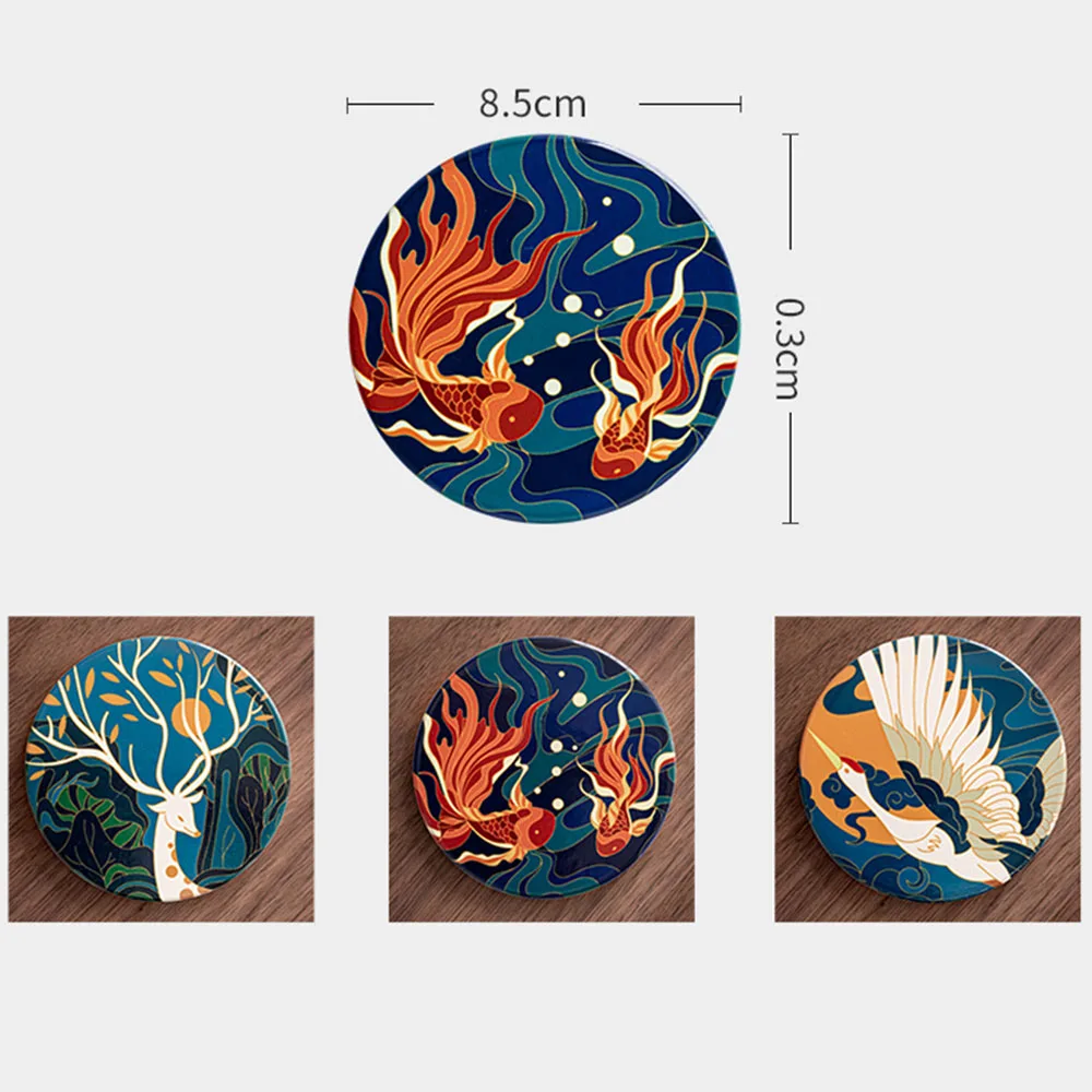 Chinese Style Kungfu Black Green Tea Cup Coaster Round Ceramic Teacup Tray Glass Table Insulation Hot Pad Teahouse Decor Gift | Дом и сад