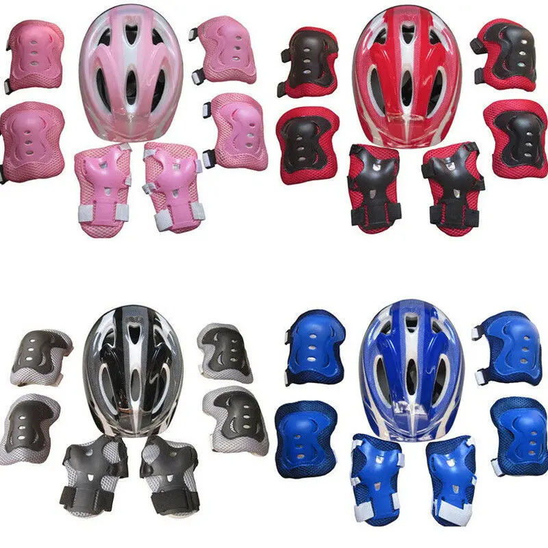 

Boys Girls Kids Safety Helmet & Knee & Elbow Pad Set For Cycling Skate Bike Use