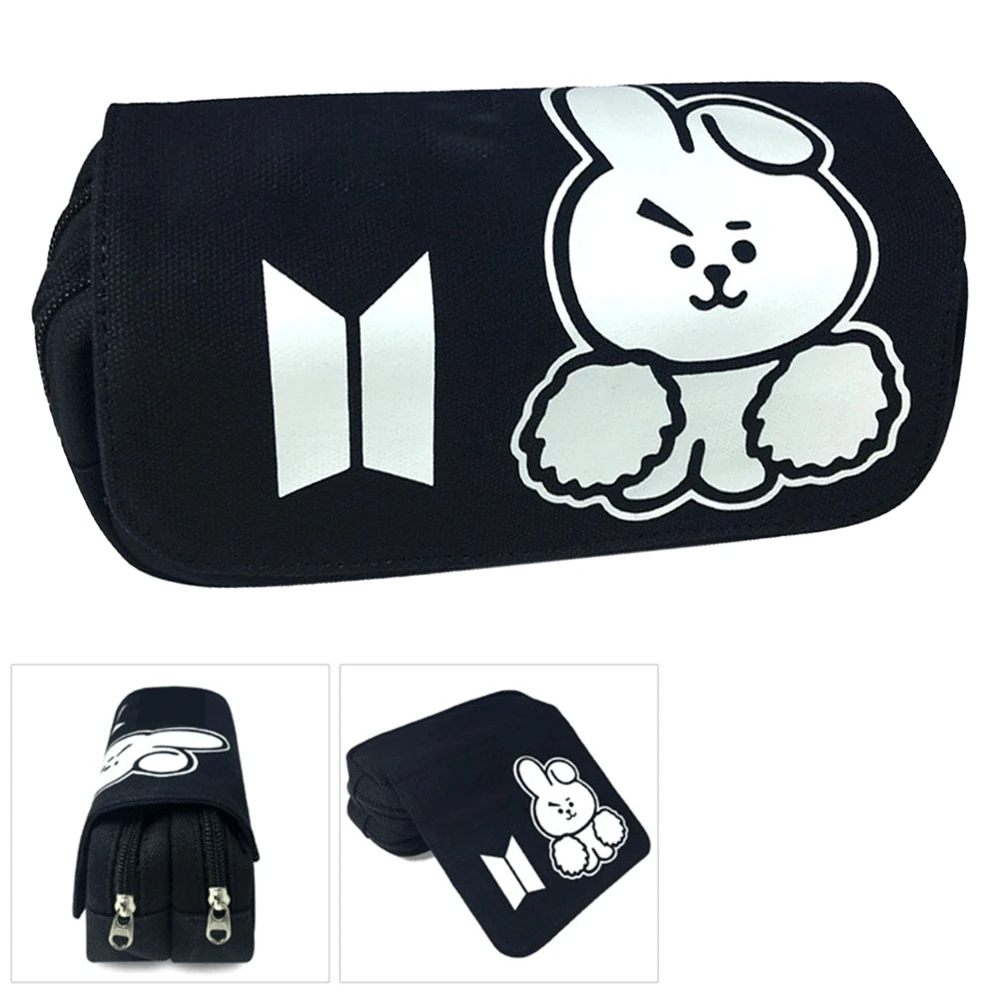 

1PC Pencil Case Zipper Canvas Pencil Pen Holder Cute Cartoon Pencil Case Big Capacity Pencil Box Cosmetic Bag School Supplies