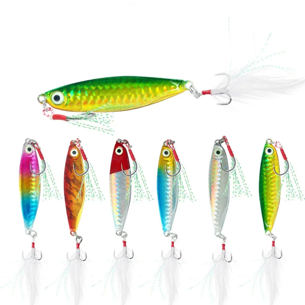 

Long Throw Jigbait Lure7g 10g15g 20g Sequin Feather Hook