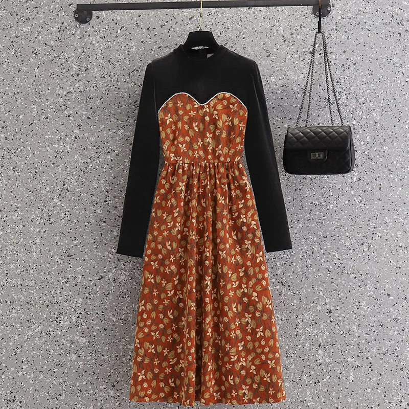 

2021 Dress Y2k Dresses For Women Clothing Korean Fashion New Fall Clothes For Womens Gothic Kawaii Elegant Patchwork Long Sleeve