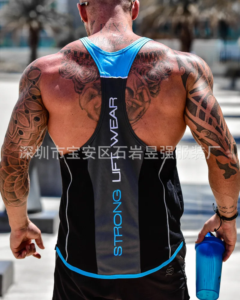 

Summer 2021 European and American sports and leisure I-shaped sleeveless running training stretch breathable fitness vest