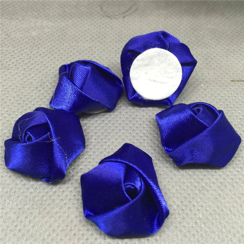 

50pcs 25mm Satin Ribbon Rose Flower DIY Craft Wedding Appliques deep blue