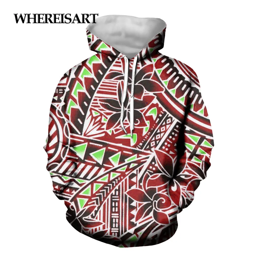 

WHEREISART New Arrival Hoodies Hawaii Flower With Polynesian Tribe Pattern Long Tops Hooded For Fitness Women Lady Pullover