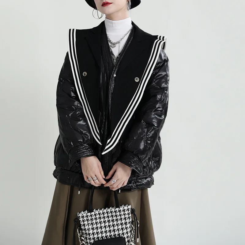 Winter New Fashionable Simple Loose-Fitting Lightweight Thin Short down Jacket Female Coat Women's（ Collar Detachable）