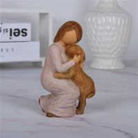 5 inch hand painted people hug dogs angel figurine pet memorial gift for home decoration jsys