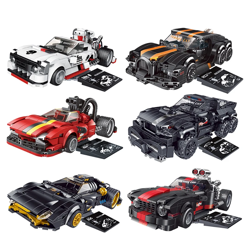 

2021 Explosive Change Series Sports Car White Lightning Building Block DIY Bricks Construction Toys For Children Christmas Gifts