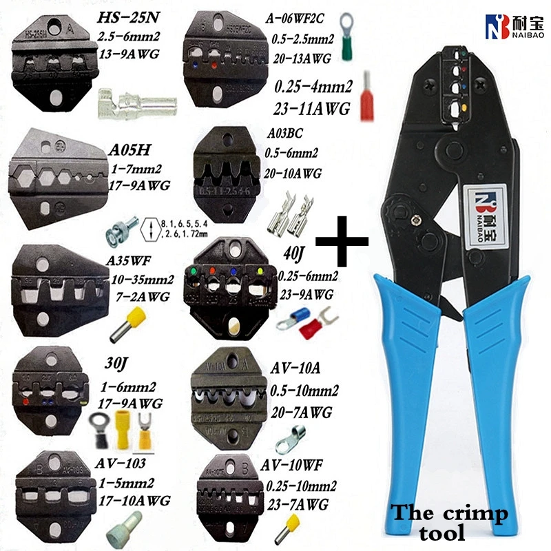 

Crimping Pliers Clamp Tools Terminals crimper Kit 230mm HS-03BC HS-40J Carbon Steel Multifunctional Electrical Crimping tool