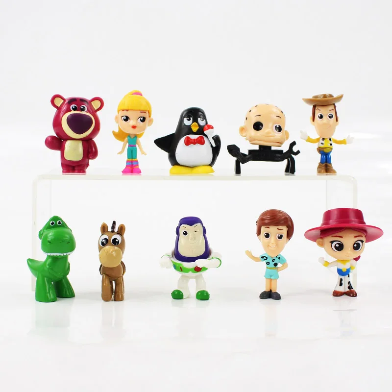 10pcs Opp Bag Q 9 шт., История игрушек, Базз Лайтер, Вуди, Джесси, динозавр, лошадь в виде бульдога, маленькие зеленые мужские фигурки, игрушки, куклы Modell с коробкой - Цвет: 10pcs Opp Bag Q