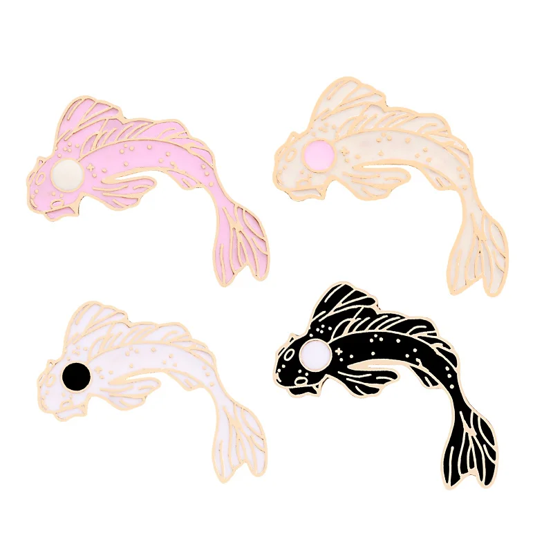 Брошь Koi в 4 стилях эмалированная брошь виде золотой рыбки джинсовая булавка для