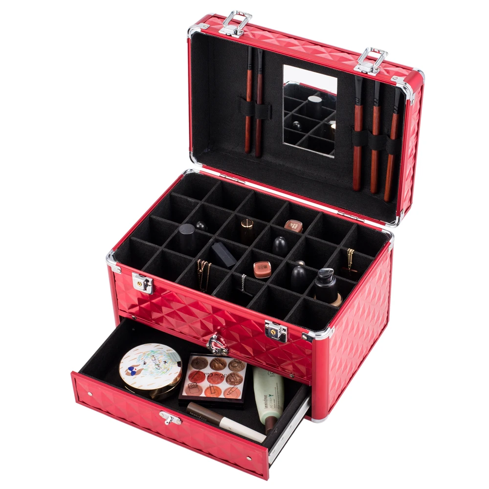 Розовый Портативный ящик для макияжа косметических помад и полированный ноготь