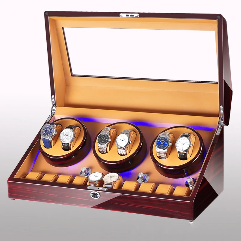 Watch Winder Box Automatic Watchwinder Luxury Wood Box Watch Rotator Cabinet Home Display Box Piano Paint Case Carbon Fiber 6+10