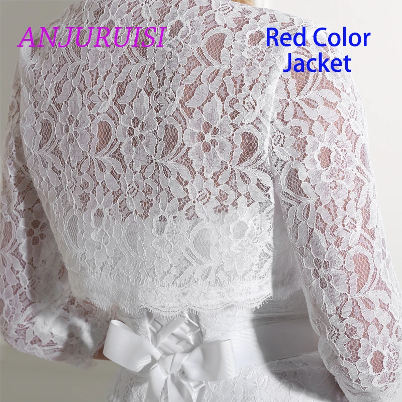 red color jacket ANJURUISI элегантные белые кружевные свадебные платья Русалка Свадебные платья винтажные богемные Свадебные платья дешевые Sereia с жакетом - Цвет: red color jacket