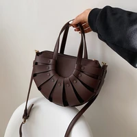 new semicircle design pu leather flower basket crossbody bagforbranded women shoulder bag and pursesdesigner handbag
