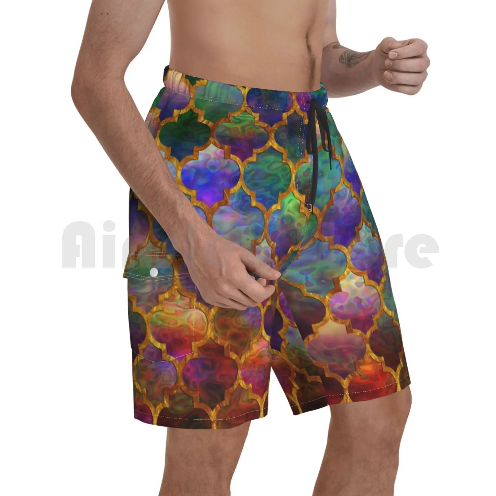 

Марокканский Арабский мозаики Пляжные шорты мужские пляжные шорты для купания Марокканский Арабский мозаики турецкий Ближний