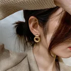 серьги Серьги-подвески серебряные в стиле ретро, золотые, несколько небольших колец, ювелирные изделия простые, модные женские серьги для свадебной вечеринки, 2021