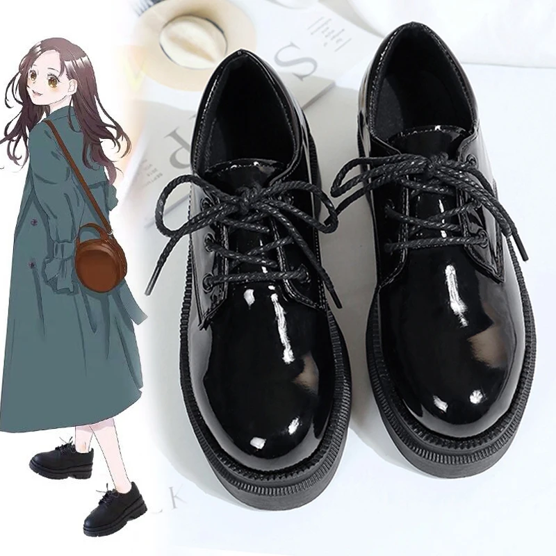 Форменные туфли Jk маленькие кожаные женские английские в стиле ретро на толстой