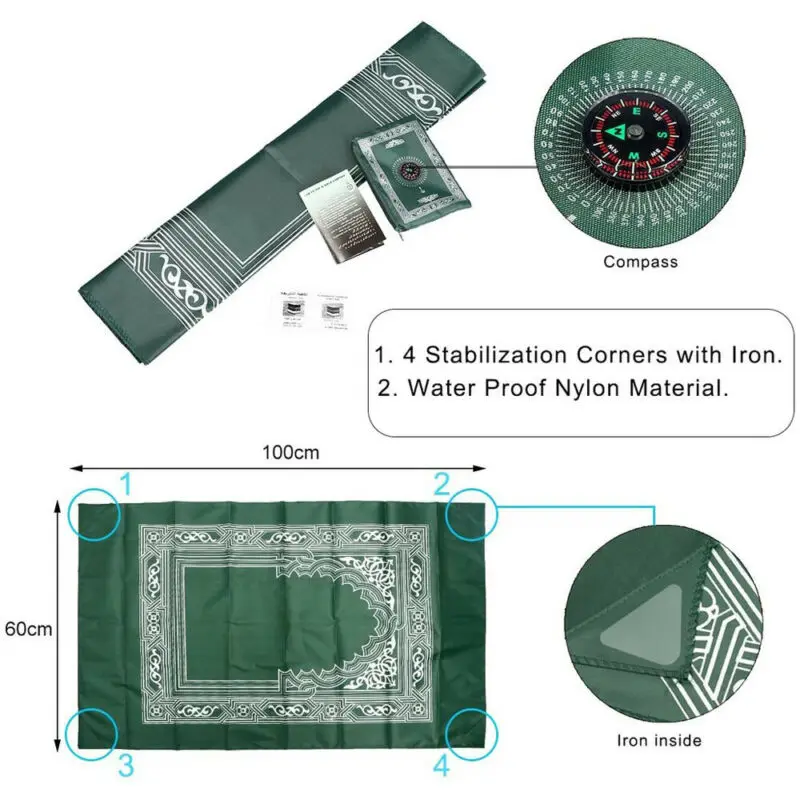 

Portable Muslim Travel Compass Islamic Worship Prayer Rugs Blanket Mat 60x100cm
