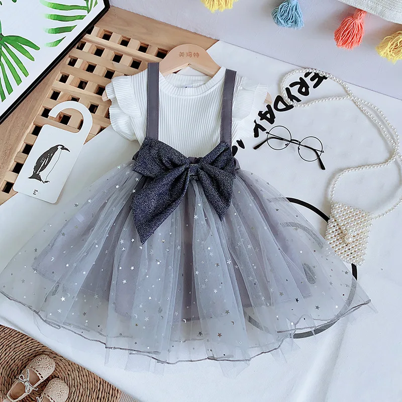 

Summer Kids Clothes Net yarn Baby Girls Clothes Strap Skirt And Tops Set Toddler Girls Clothes For Baby Outfits Tracksuit Suit