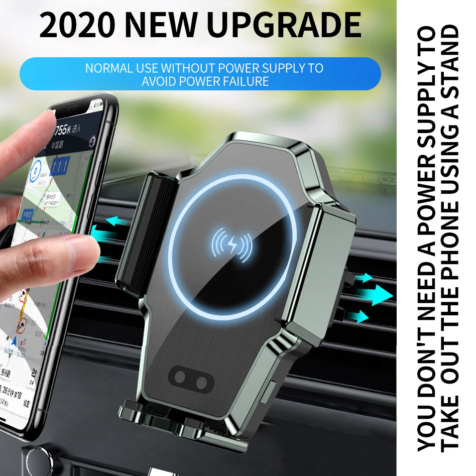 

15W Wireless Charger Car Fast Charging Car Phone Holder for Iphone 11 samsung Huawei xiaomi auto clamping smart sensor stand