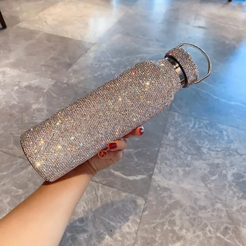 

500ml Creative Diamond Thermos Water Bottle Thermal Cup Teacup Coffee Mug Stainless Steel Vacuum Flask Mug Insulated Bottle Gift