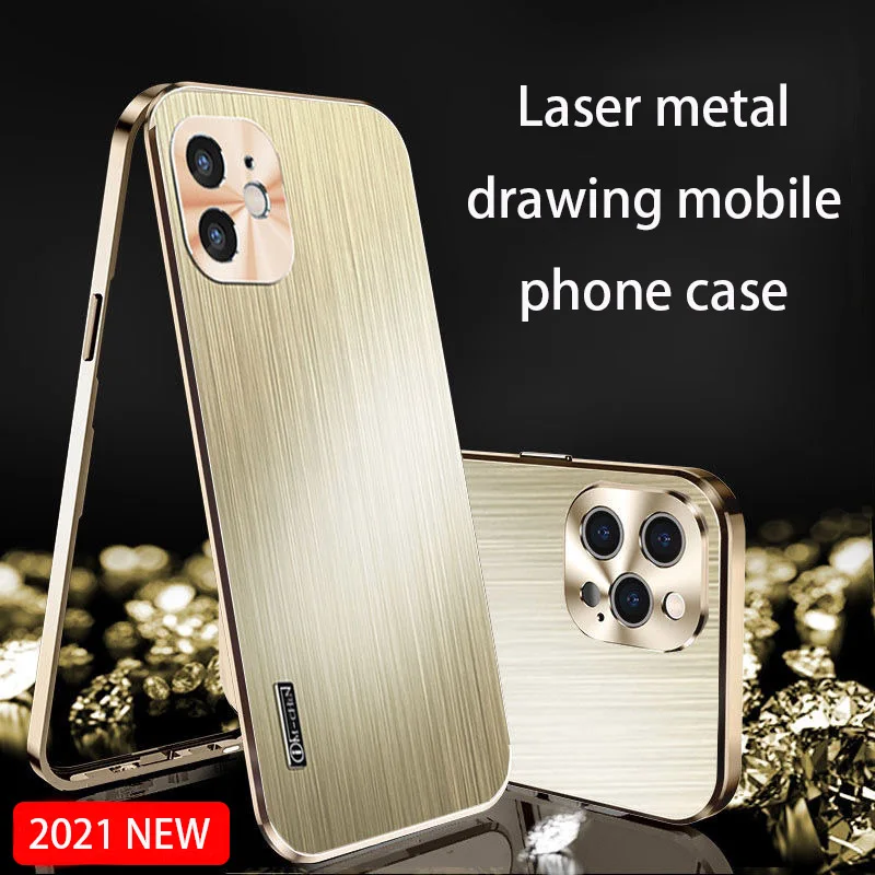 

For iphone 12 13 Pro max 13 12 pro mobile phone case laser metal brushed lens all-inclusive anti-fall protection case