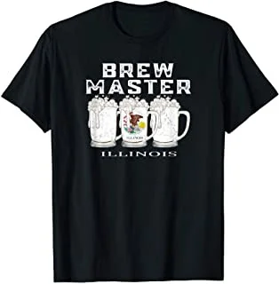 

Beer Lover Funny Brew Master IL Illinois State Flag T-Shirt