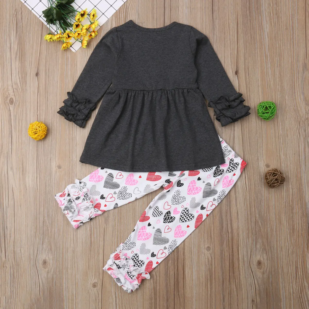 2 шт. однотонные топы и длинные брюки для девочек|Комплекты одежды девочек| |