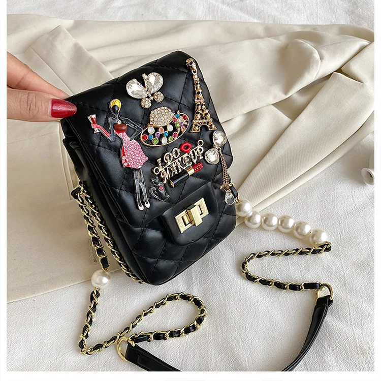 

Новинка 2022, Маленькая женская сумка, брендовая мини сумка через плечо из искусственной кожи с ромбовидным узором и кошелек, роскошные женск...