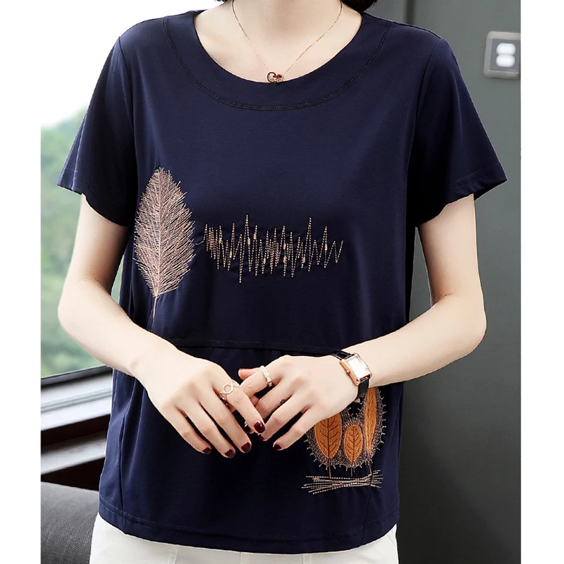 

Camisas Mujer 2020 летняя блузка с вышивкой хлопковые футболки с короткими рукавами для детей, для женщин; Большие размеры женский в Корейском стиле...