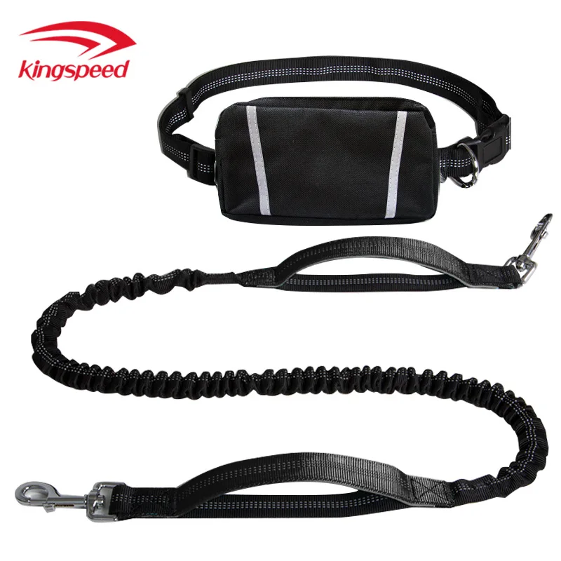 Светоотражающий Поводок для собак с двумя крючками и сумкой на пояс | Дом сад