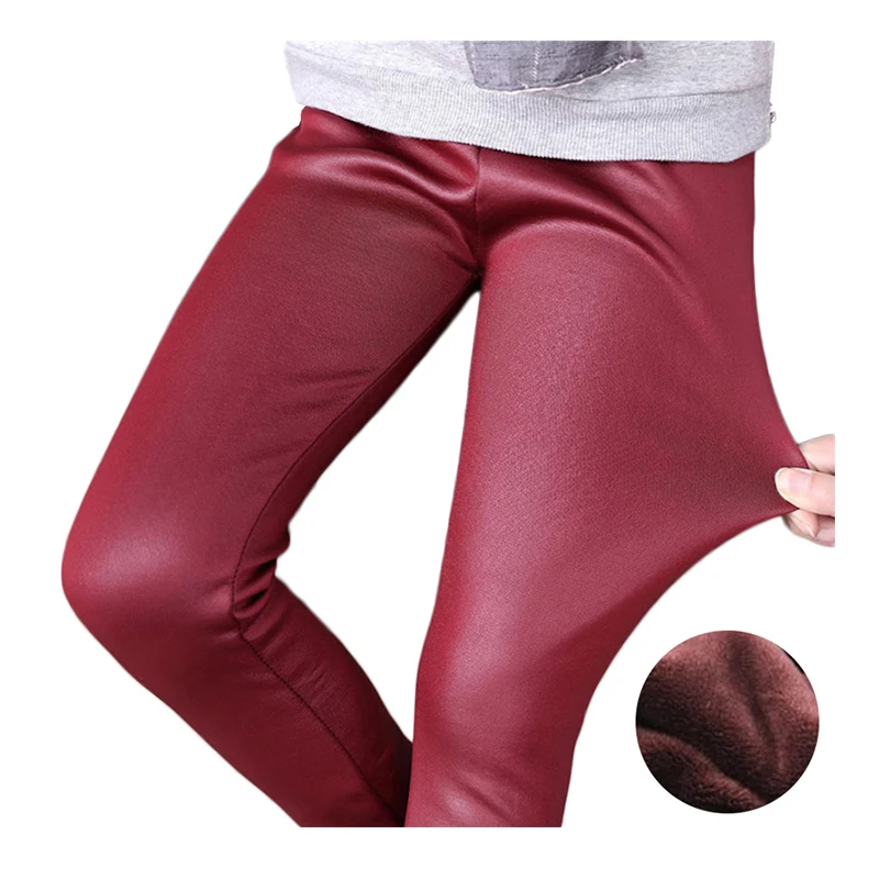 Черные леггинсы для девочек бархатные зимние облегающие штаны модные черные