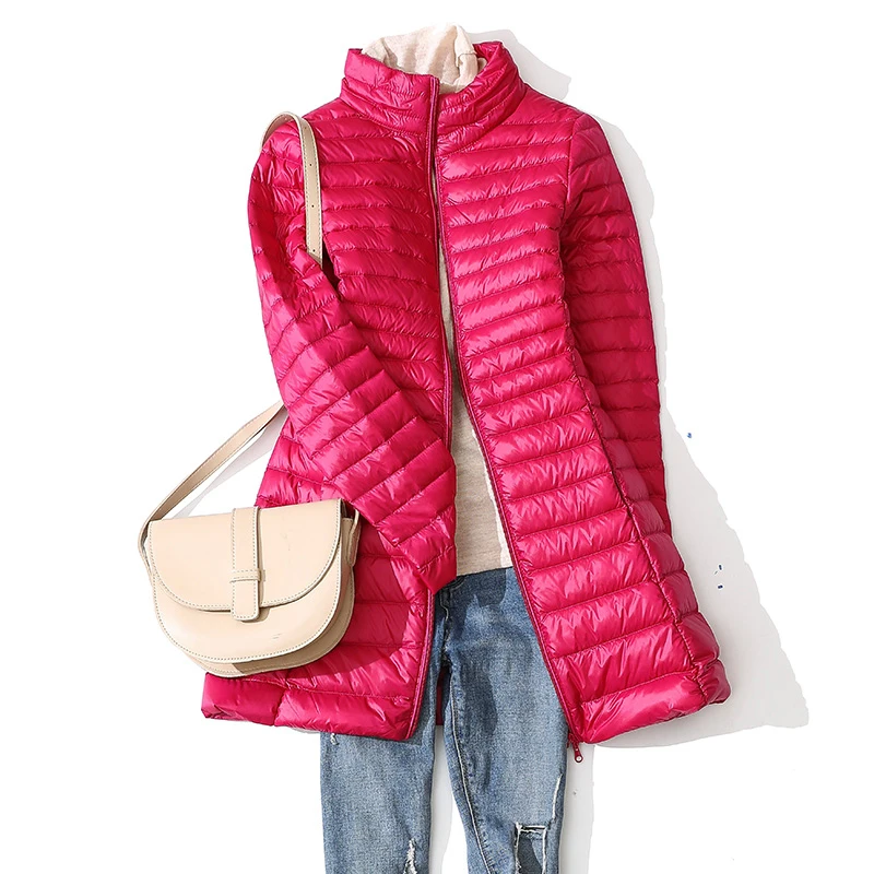 Женский пуховик на утином пуху новинка 2022 длинное пуховое зимнее пальто с