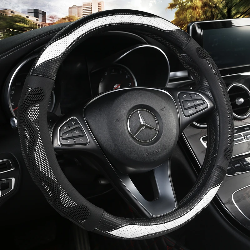

PU Leather Universal Car Steering-wheel Cover 38CM Car-styling Sport Auto Steering Wheel Covers Anti-Slip Automotive Accessories