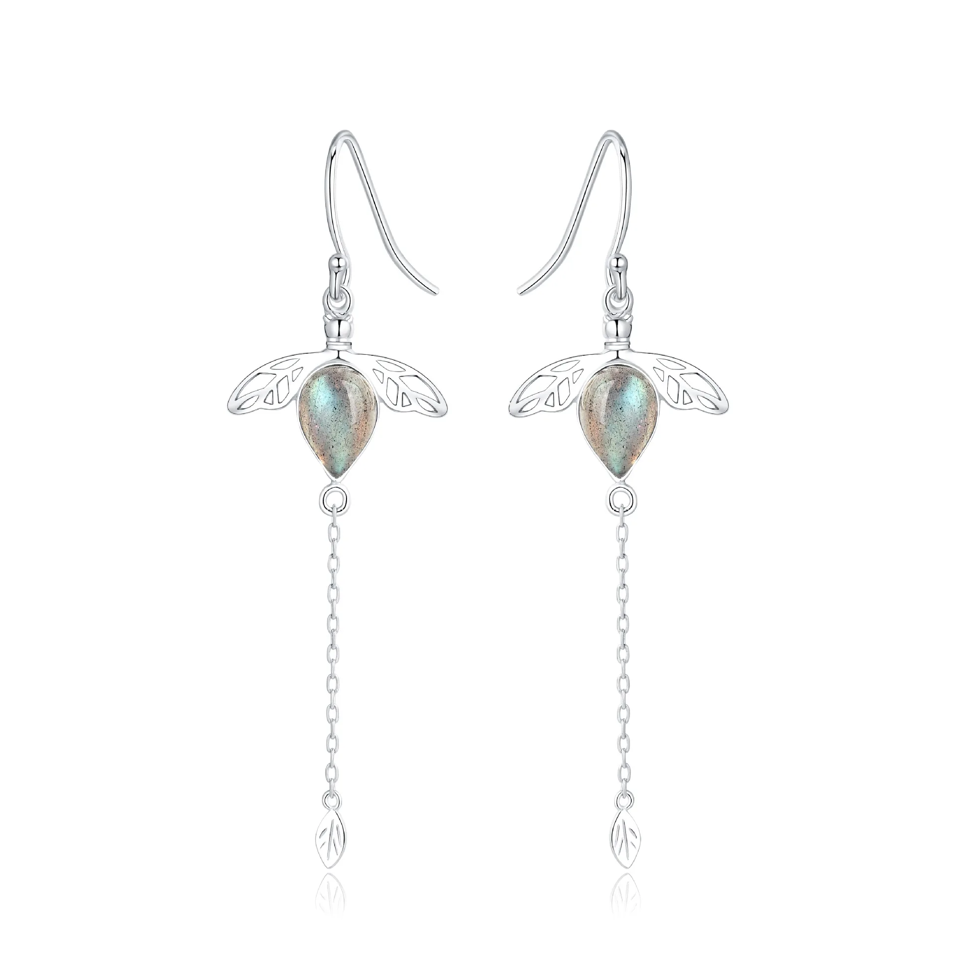 Vinregem Retro 925 Sterling Silver Natural Labradorite Moonstone Gemstone Drop Dangle Earring Wedding Fine Jewelry Shipping | Украшения и