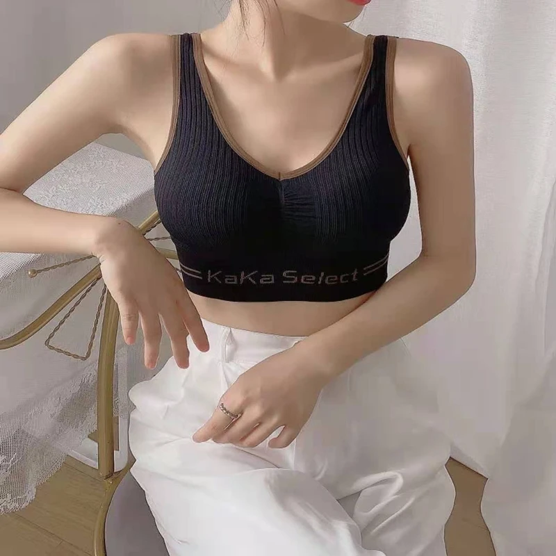 

Women Sports Crop Tops Seamless Underwear Removable Padded Camisole Femme Female Tank Camis Sexy Lingerie Intimates