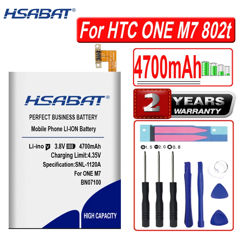 HSABAT 100% новый 4700mAh BN07100 аккумулятор для телефона HTC ONE M7 батарея HTL22 One J 802D 802T 802W 801E 801S