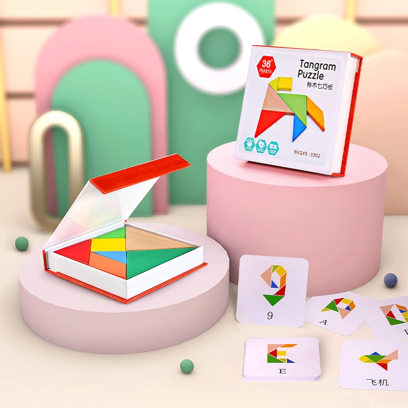 Деревянный Танграм 3d головоломки ребенка раннего обучения комплект Форма